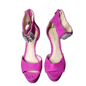 Gianni Bini Stiletto Sandals with Rhinestones ~ Women's 7.5 ~ Magenta